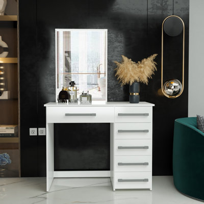 Cormier corner makeup vanity with mirror discount